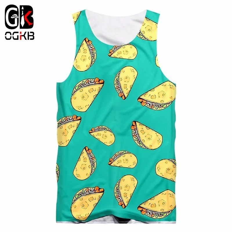 Жилет OGKB женский/мужской летний без рукавов с забавным принтом гамбургеров