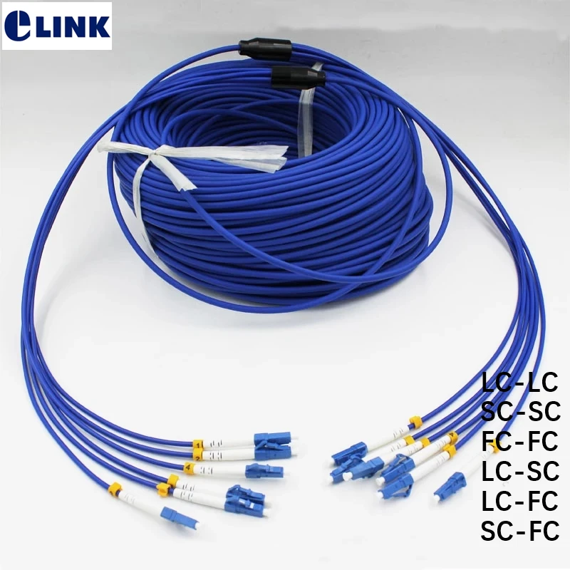 40mtr 6 core Armored fiber patchcords SC LC FC ST UPC APC Singlemode 6 fibers Armored optical fibre jumper cable ELINK ftth 40M