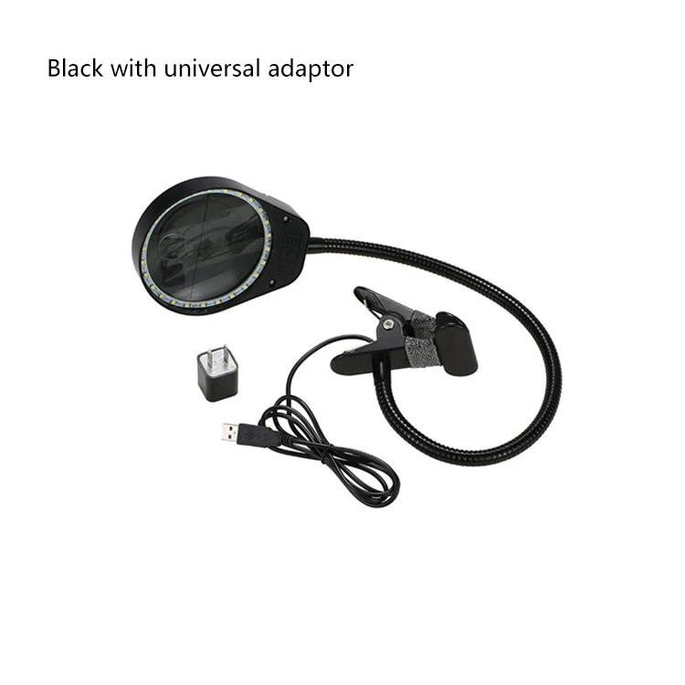 back unviersal plug Увеличительное стекло со светодиодными лампами для чтения, ремонта и хобби - Цвет: back unviersal plug