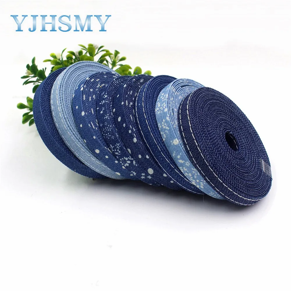 YJHSMY I-19413-983, 3/8 ''(10 мм), 5 ярдов Перемычка джинсовая Серия ткани, ленты ремесла лук кепки аксессуары и DIY украшения ручной работы