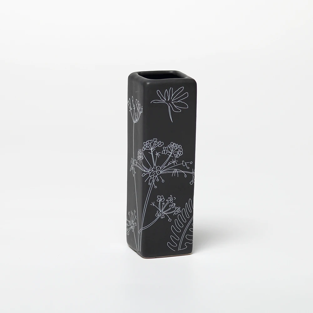 Креативная фотоваза черная Белая Квадратная Маленькая ваза Настольная мебель