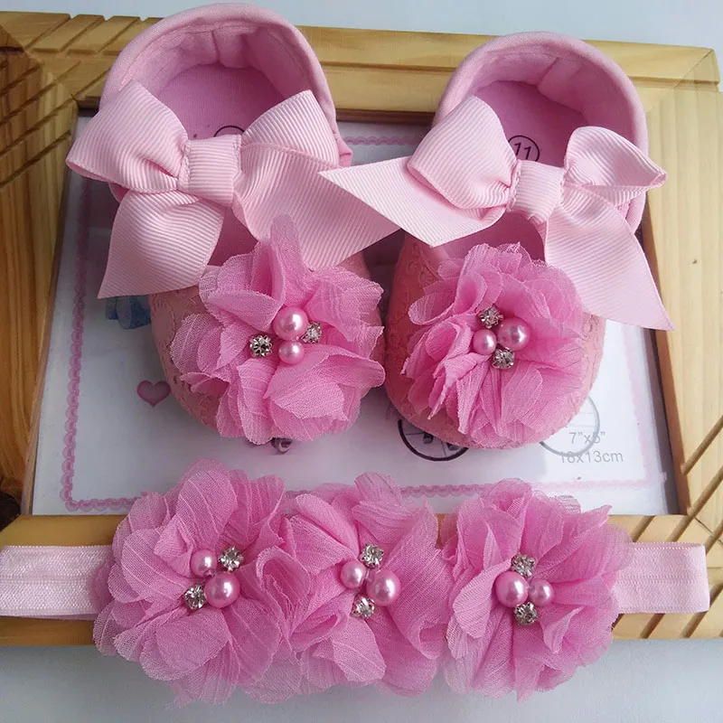 Обувь с жемчужинами и цветами для маленьких девочек Детские Балетки комплект