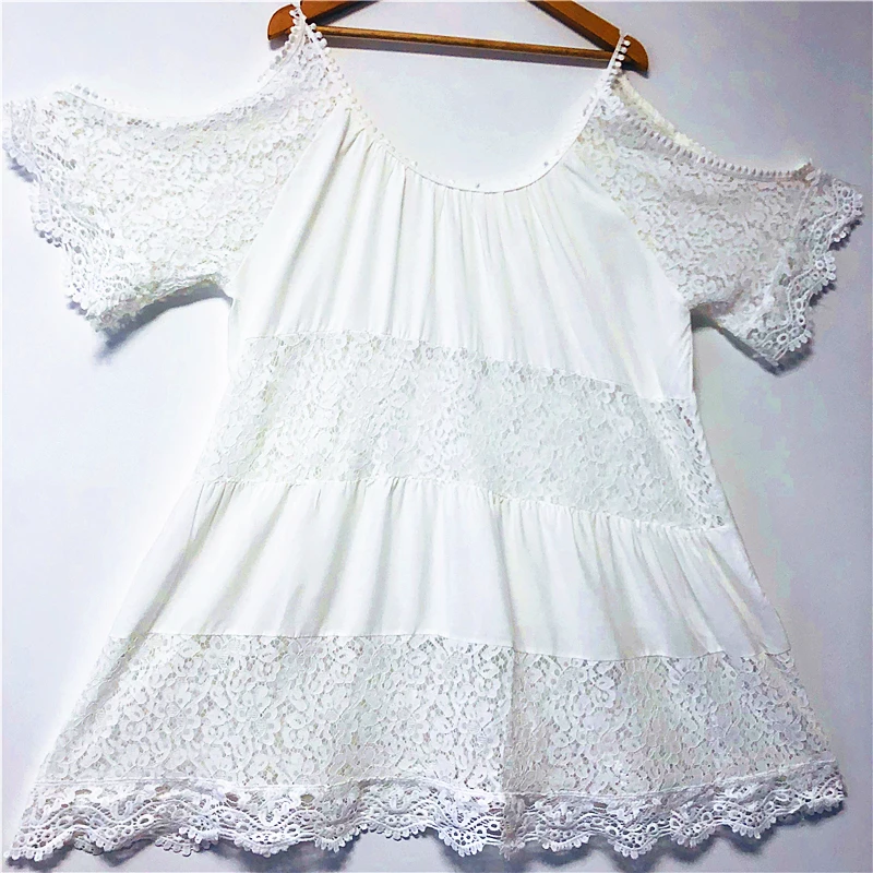 2020 Сексуальное Лоскутное летнее пляжное платье с открытыми плечами белая