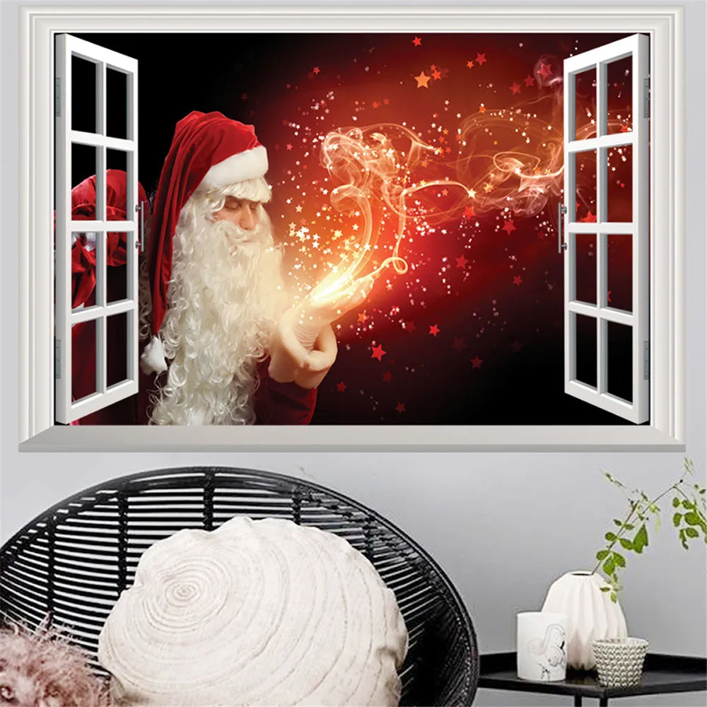 DIY 3D Рождественские настенные наклейки Съемные Наклейки на окна художественная