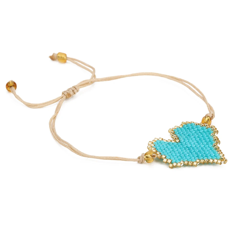 Shinus MIYUKI браслет сердце шаблон браслеты для женщин Pulseira Mujer ручной работы Тканые женские летние ювелирные изделия бохо подарок - Окраска металла: MI-B180005B Love