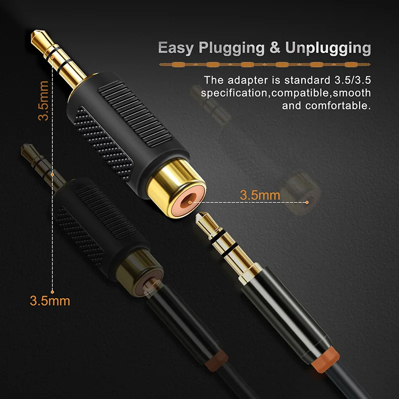 Cabletime стерео 3 5 мм моно штекер RCA Женский аудио адаптер Муфта позолоченный Аудио м