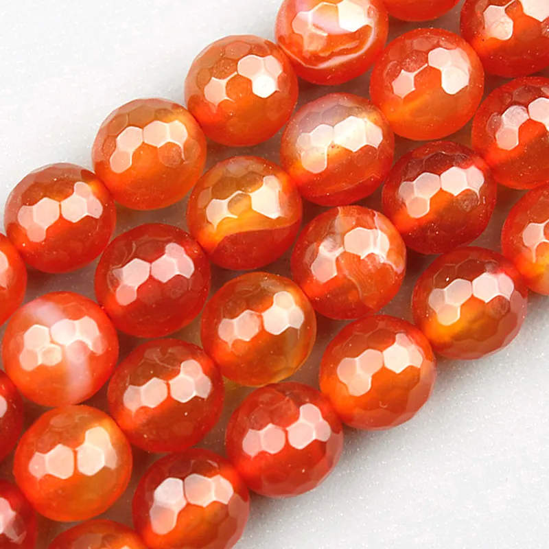 

4-14mm Natural Round Faceted Red Carnelian Agates Stone Beads For Jewelry Making Loose Beads Bracelets For Women 15'' DIY Beads