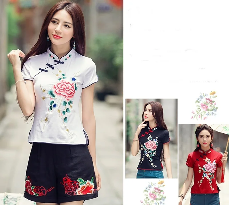 Традиционная китайская одежда для женщин Cheongsam Топ воротник стойка Женские топы и блузки Восточная китайская одежда AA4657