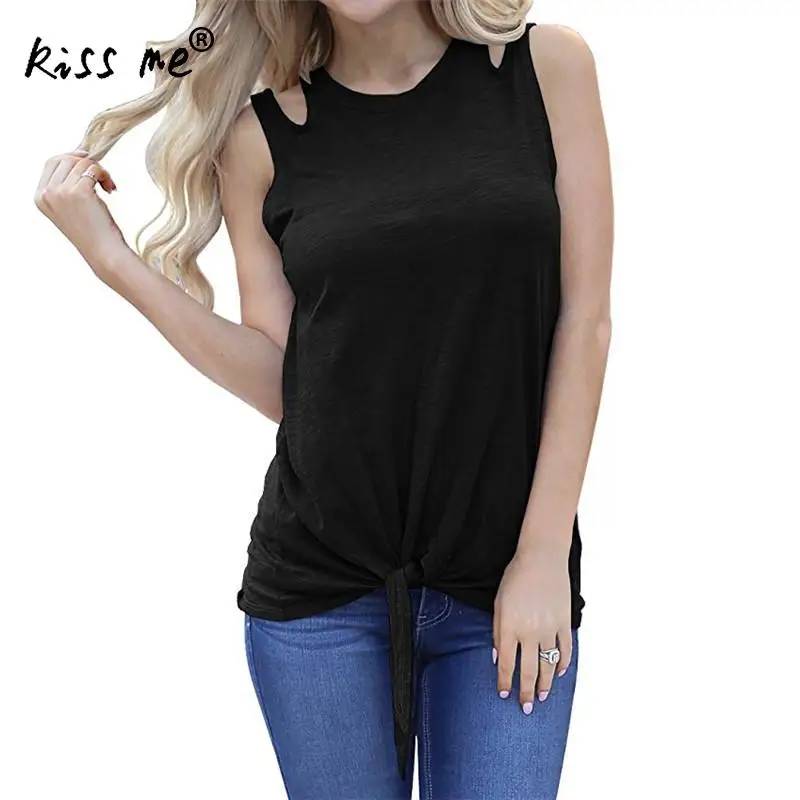 Новые модные женские туфли Блузки Топы Женский рубашка без рукавов Blusas Femininas