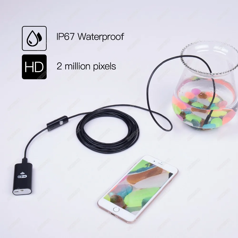 2MP 8 мм WiFi эндоскоп камера Мини водонепроницаемая Инспекционная USB 2 в 1 для IPhone M 5 10