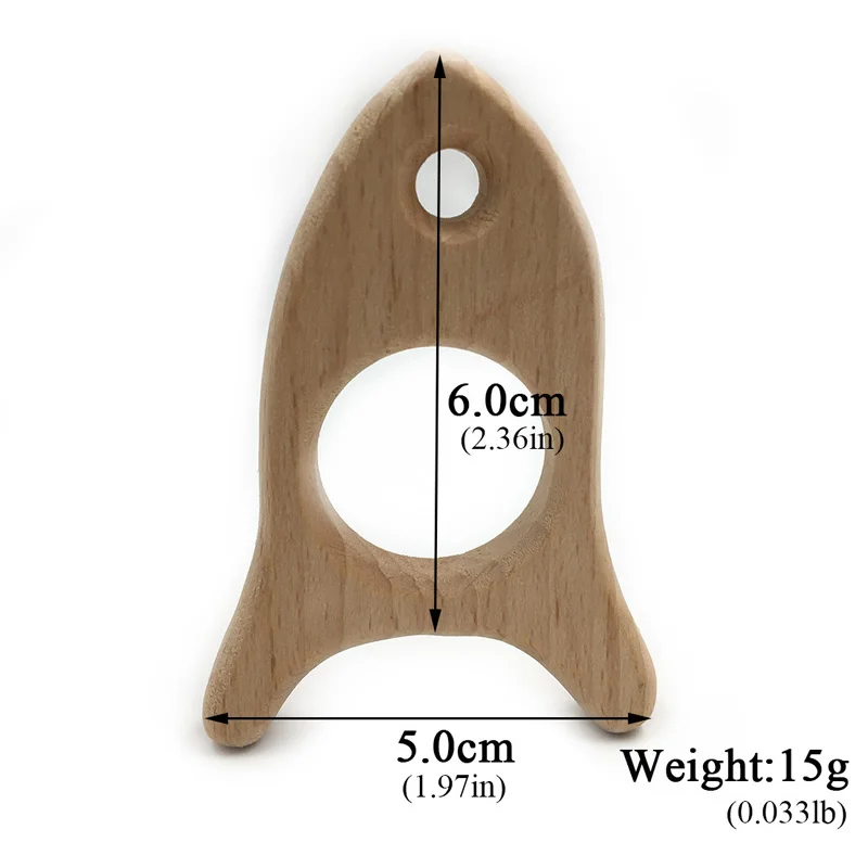 Wooden Rocket Teether Eco-friendly Beech DIY Baby Nursing Wood Teething Toy Accessories for Necklace Gift | Мать и ребенок