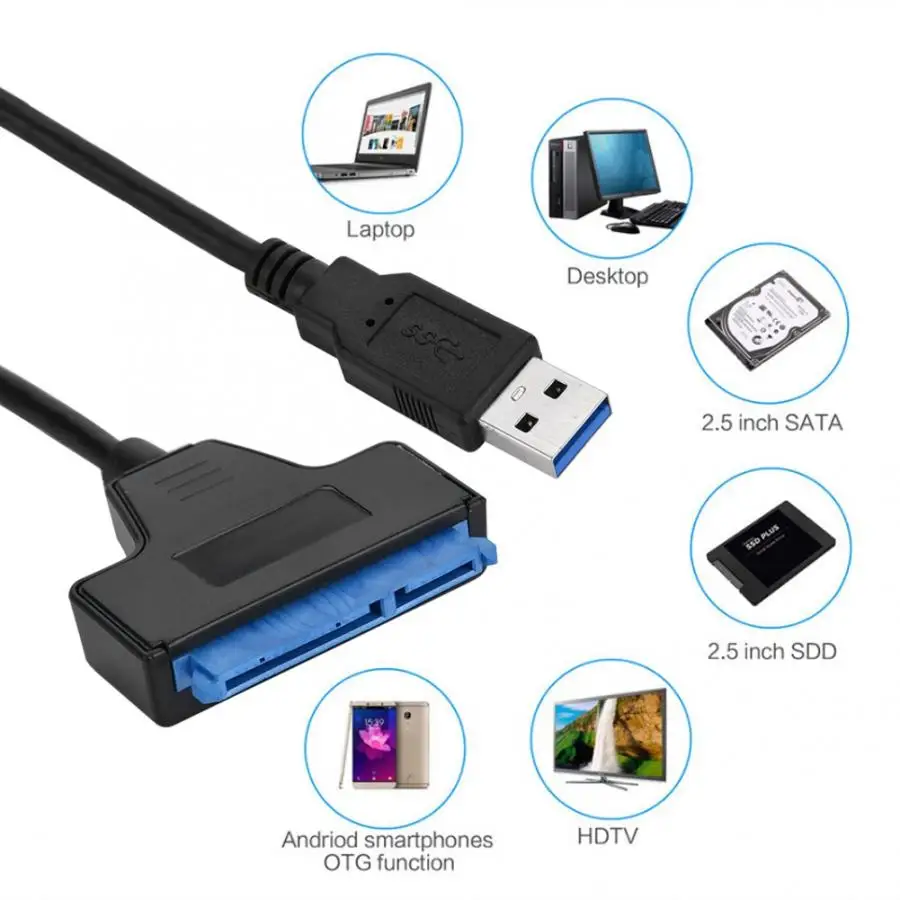Кабель USB3.0 для SATA 2 5 &quotHDD/SDD адаптер кабель конвертер Разъем 5&quot ноутбука HDD SSD 20 см