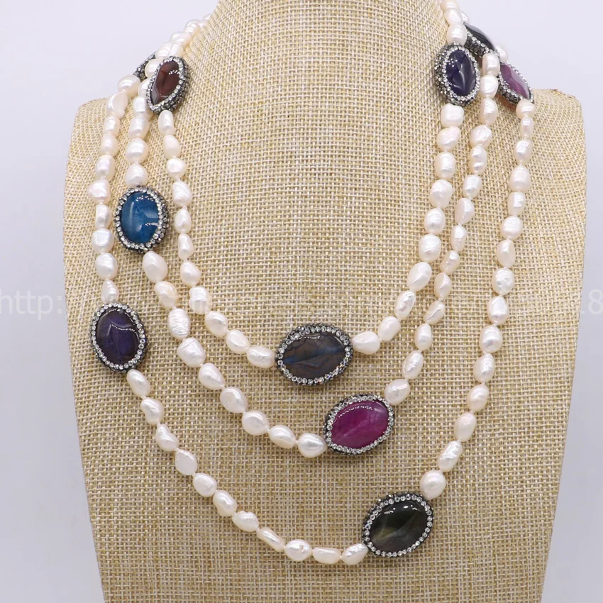 Ожерелье из натурального жемчуга ручной работы драгоценные камни для женщин