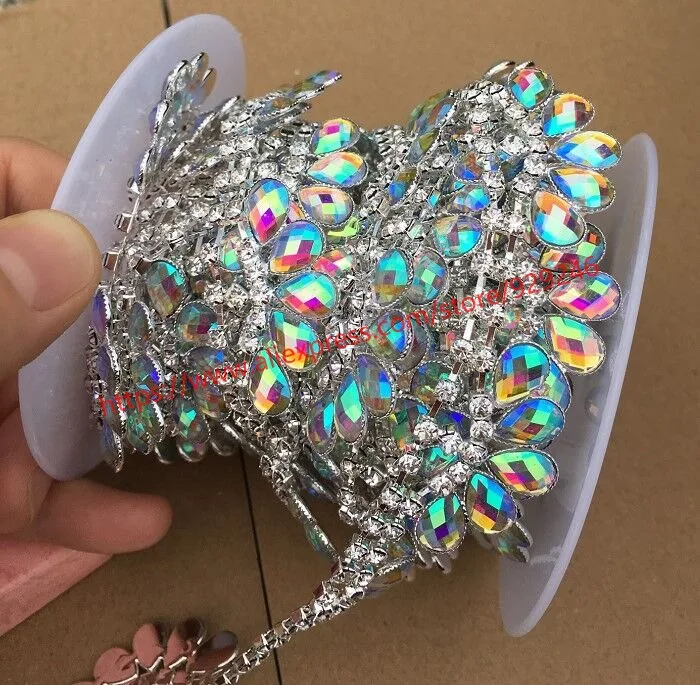 1 ярд/упаковка 2 см великолепные украшения для волос из черного камня|ab rhinestone