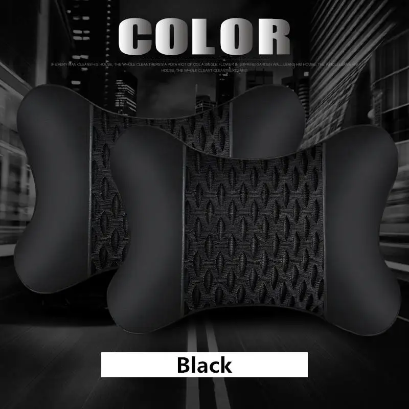 black pillow 1pair Абсолютно Новая Кожаная подушка для подголовника автомобиля, универсальные удобные подушки для шеи, подходят для большинства автомобилей, гарантия качества - Цвет: black pillow 1pair