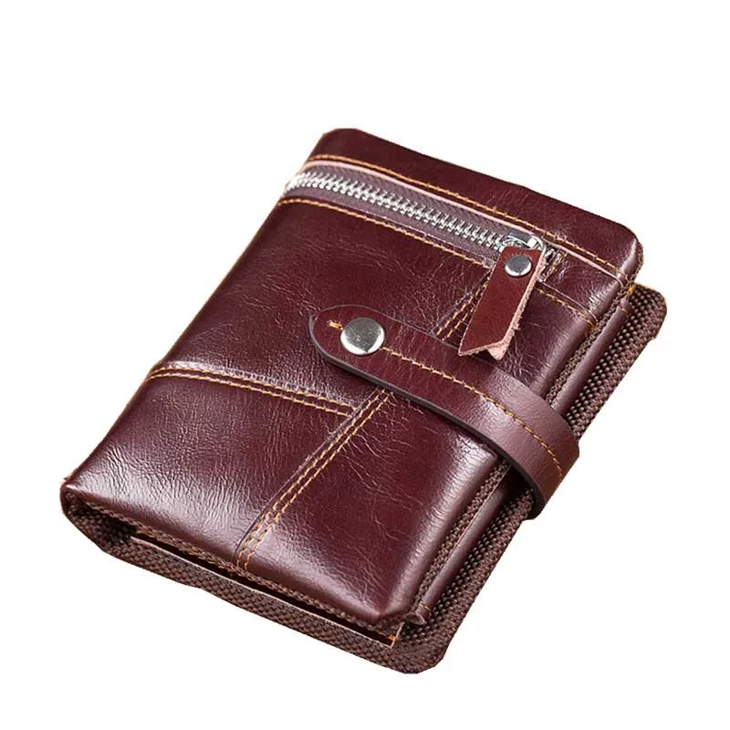 Top Retro Men's Leather Brand Luxury Wallet Short Paragraph Casual Slim Handsome Credit Card Photo Position Purse | Багаж и сумки