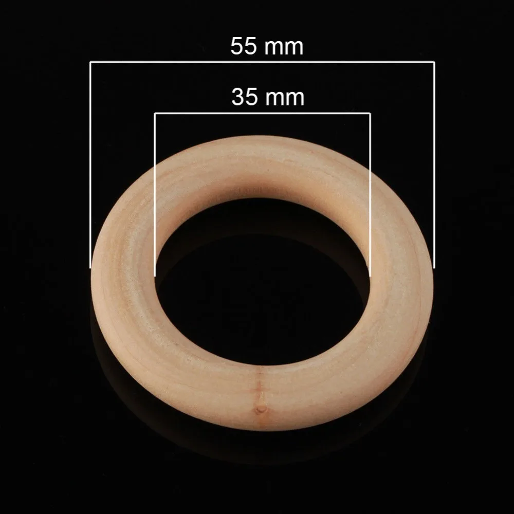20pcs / Lot Natural Unfinished Teething Ring Wooden Round Rings DIY Wood Craft Accessories 55mm | Дом и сад