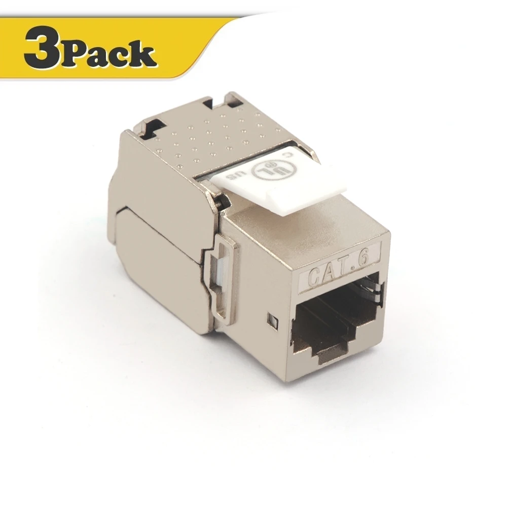 UL 3 шт. RJ45 Cat6 CAT.6 (класс Ea) 180 градусов экранированный металлический сети Keystone Jack для