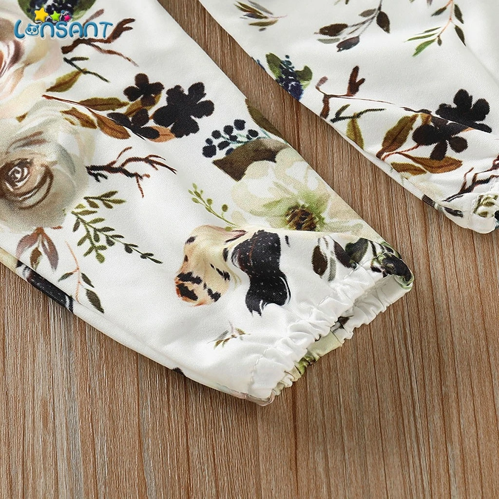 

LONSANT 3pcs Newborn Baby Girl Clothes Short Sleeve Romper Tops+Floral Pants+Headbands Set Outfits Clothes Set 0-24M N30