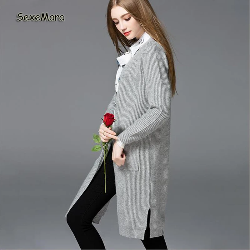 2017 New Solid Women Standard Knitted Sweaters Slim Long Sleeve V-Neck Cardigants Spring Casual Female knitwear |