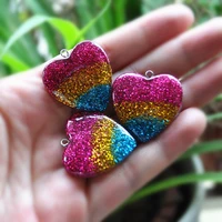 stripe heart resin charms heart pendant necklace for diy decoration