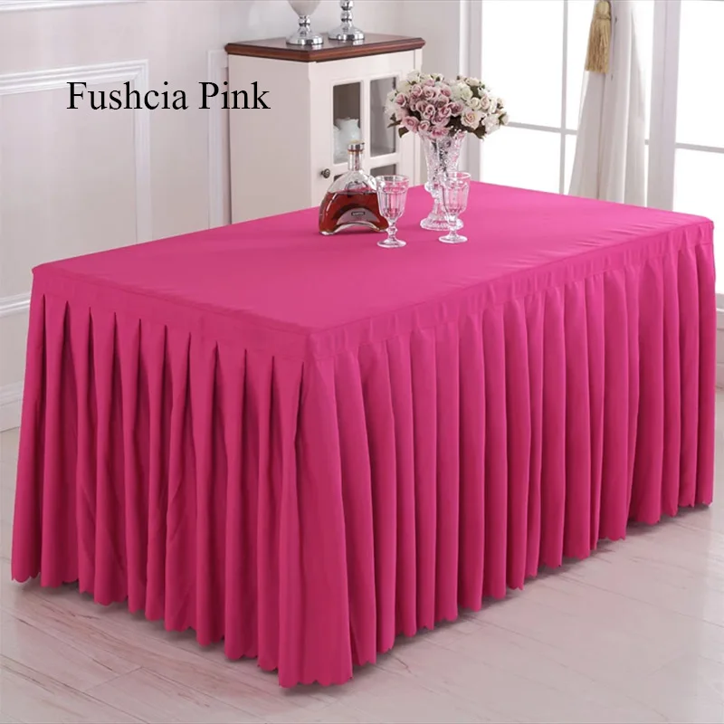 Fushcia Pink 1 шт., роскошная скатерть из полиэстера, овальная белая плиссированная скатерть для свадебной вечеринки, вечеринки, встречи, декора, отельный настольный, юбка - Цвет: Fushcia Pink