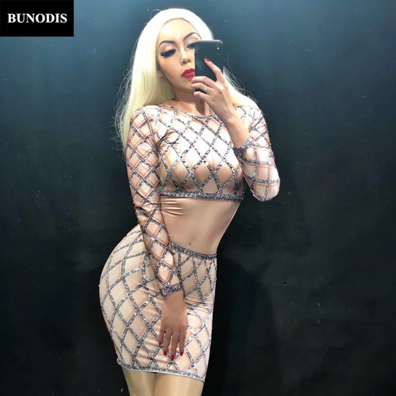 

ZD197 Bling Black Grid Женская пикантная юбка сверкающих кристаллов ночной клуб вечерние костюмы сценическая одежда костюмы для танцоров, певцов