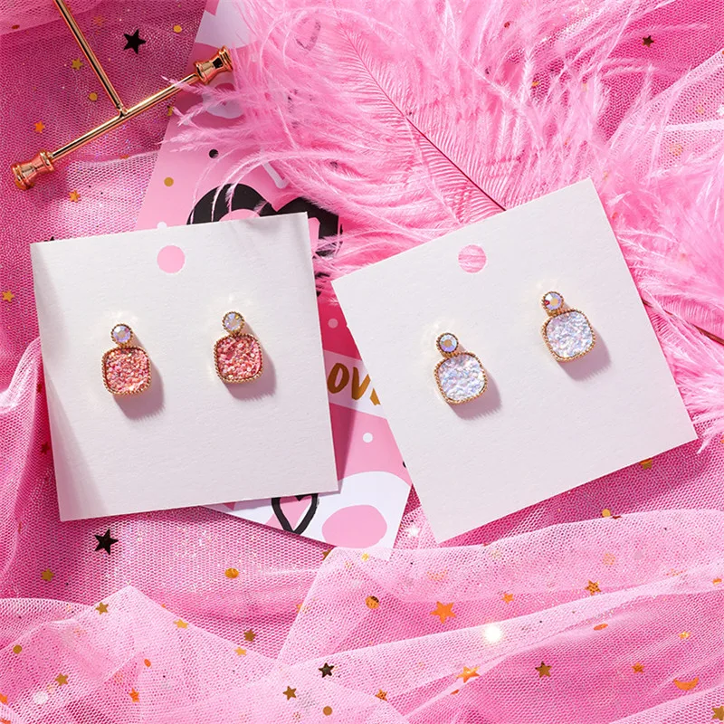 Серьги-гвоздики женские геометрической формы простые блестящие Квадратные