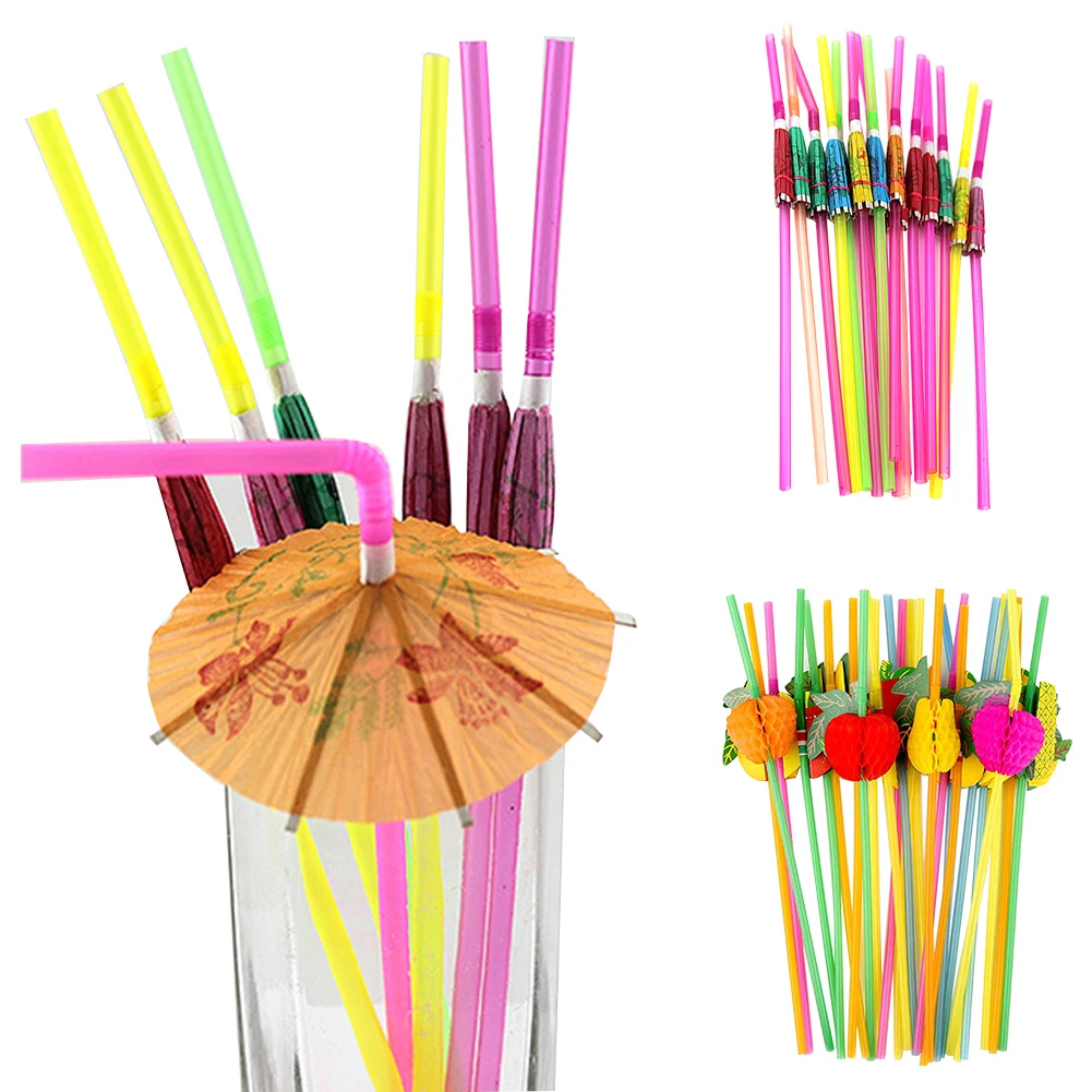 50 шт флуоресцентные коктейльное красочные клуб одноразовая соломка питьевой 3D DIY
