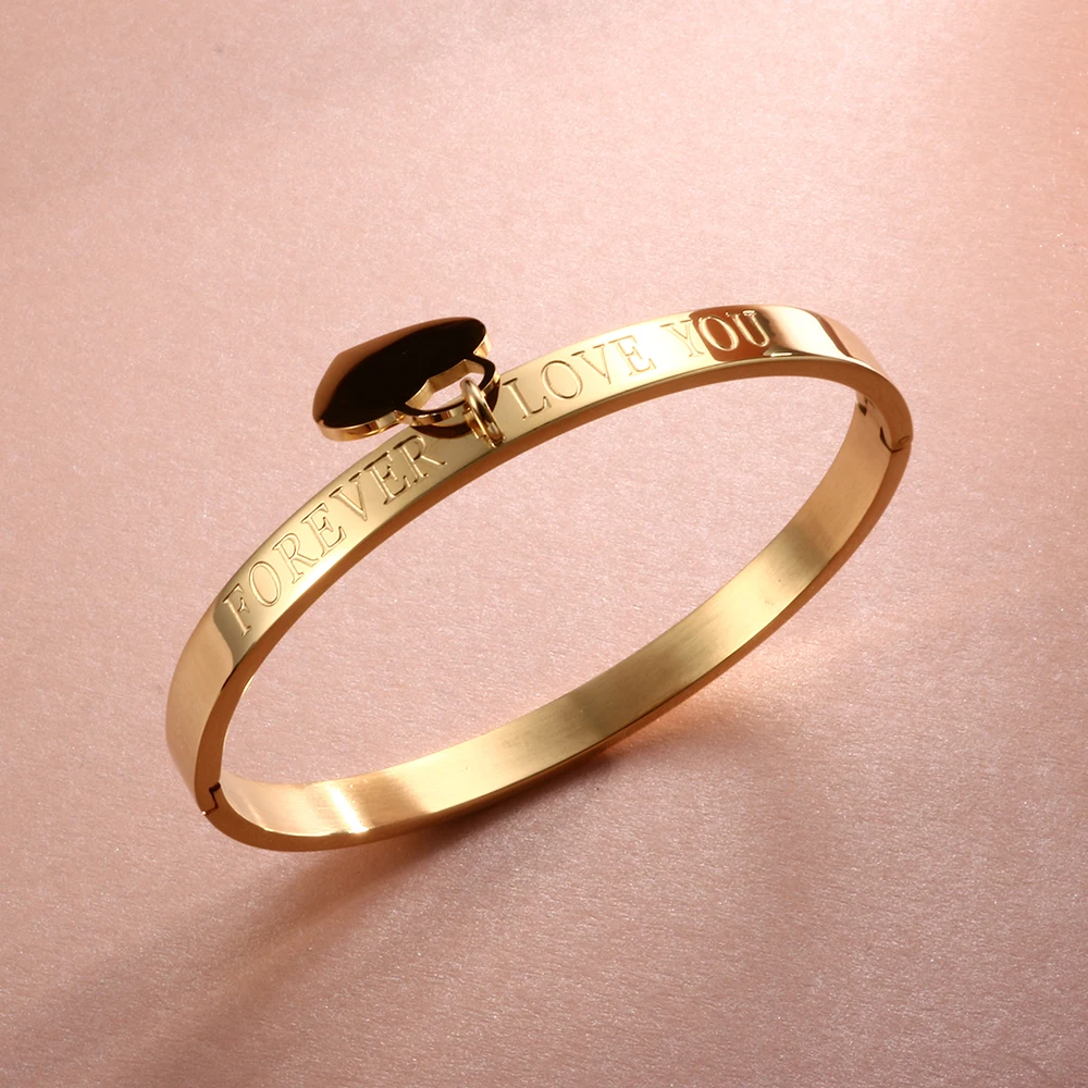 Мода Нержавеющая сталь Для женщин Браслеты& Bangles, золото Цвет в виде сердца, для влюбленных подходит для свадьбы цв браслеты манжетного типа Femme Браслеты ювелирные изделия в едином положении во время занятий легкой атлетикой