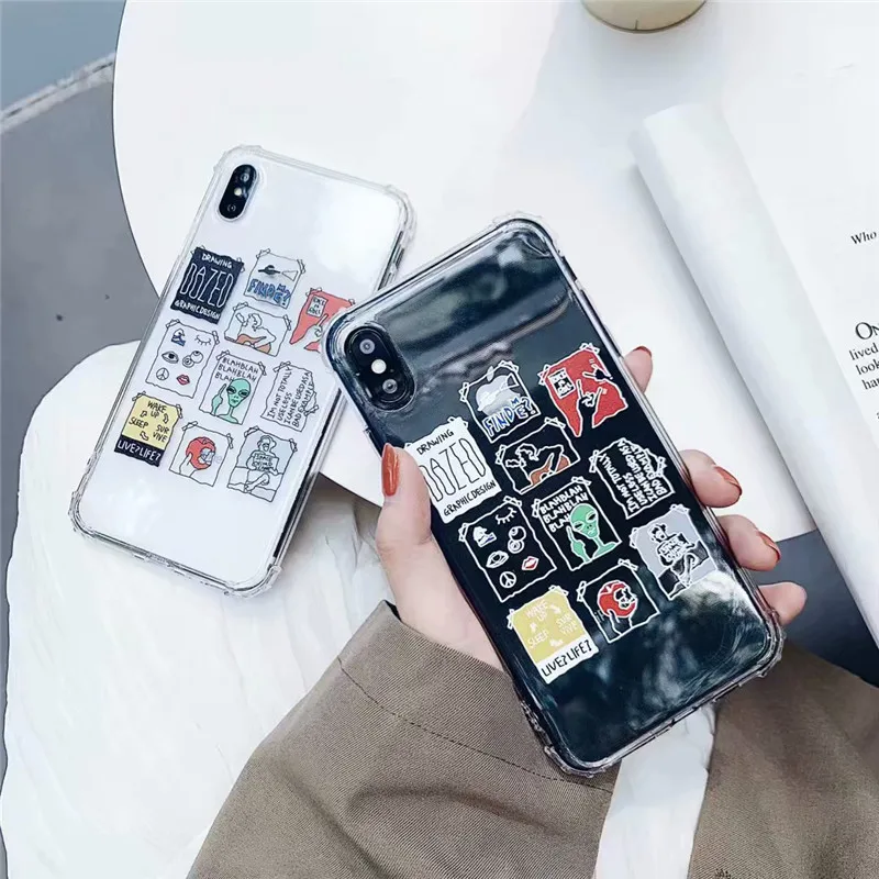 Креативный узор задняя крышка чехлы для телефонов iPhone 8 7 6 6s Plus прозрачный мягкий