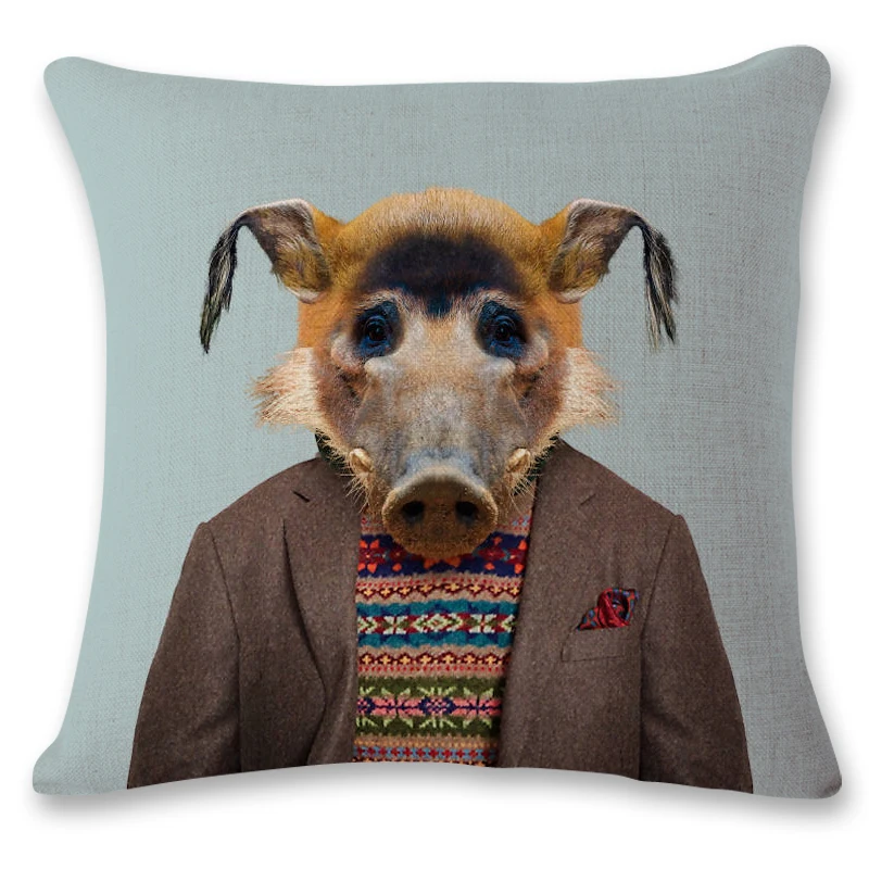 Мультяшная Милая нарядная подушка в виде животного овечки свиньи офисное кресло