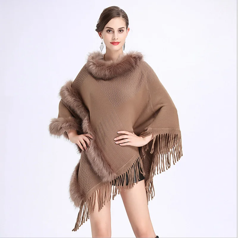 2020 FXFURS новинка осень зима новый мех круглый воротник кашемировое пончо с мехом