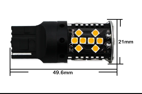 IJDM(4) Canbus Error Free 7440 светодиодный No Hyper Flash 21 Вт янтарно-желтый W21W T20 светодиодный Сменные лампы для автомобильных указателей поворота
