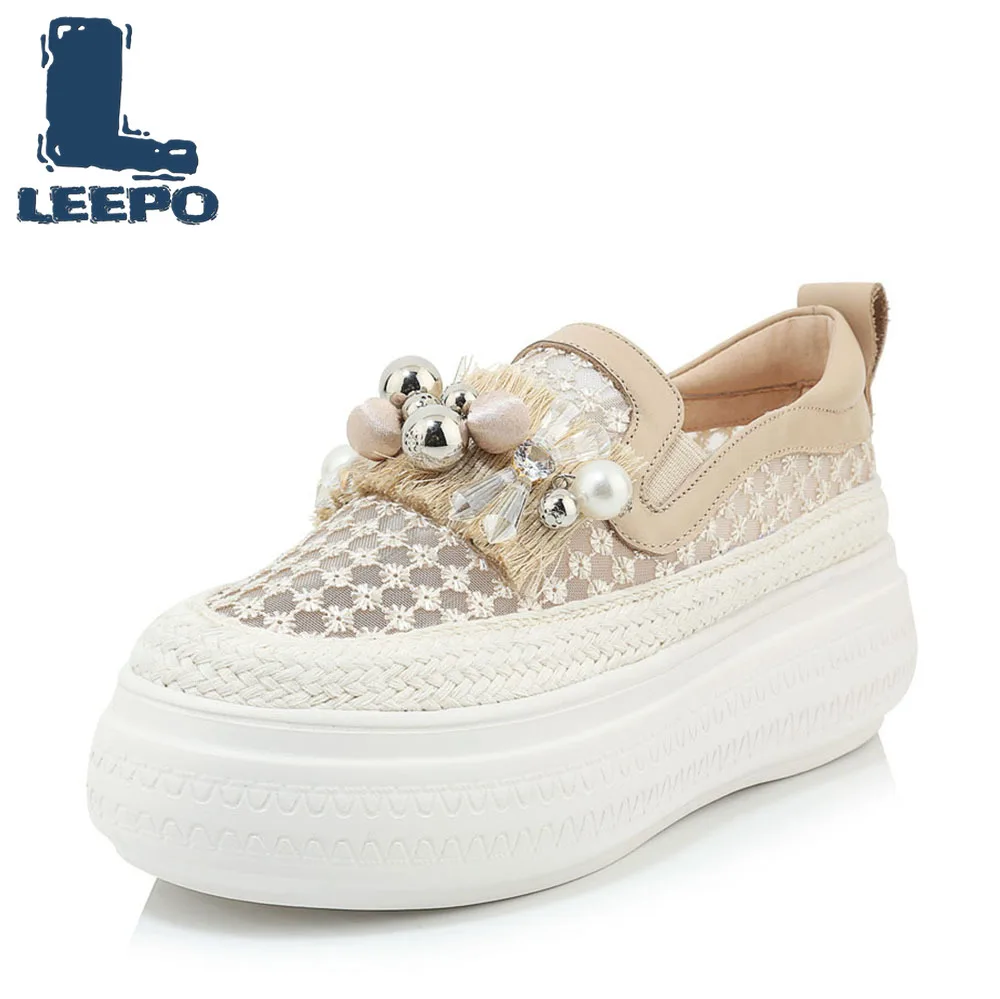 Лоферы женские на плоской платформе сетчатые Роскошные туфли ручной работы