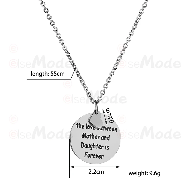 ELSEMODE Классический круглый кулон для мамы и дочки ожерелье из нержавеющей стали с