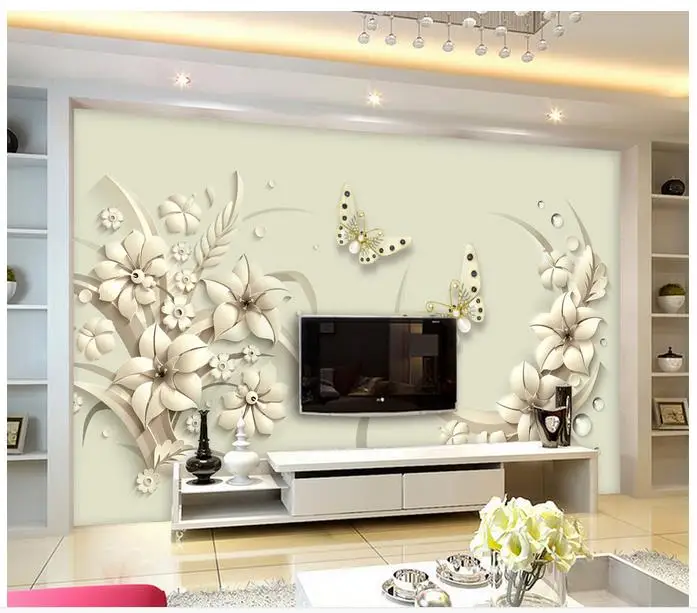 Custom 3d wallpaper for walls 3 d wall murals A Dreamy 3D Relief White Stereo TV Background Wall paper home decor | Обустройство дома
