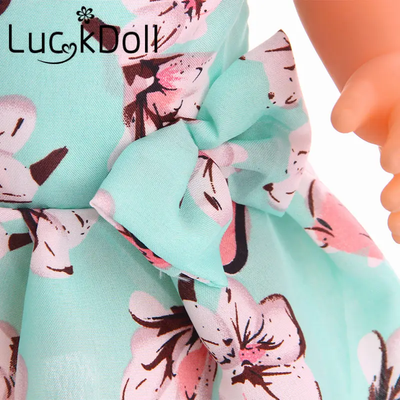Платье на бретельках LUCKDOLL с цветочным принтом и бантом 18 дюймов американская