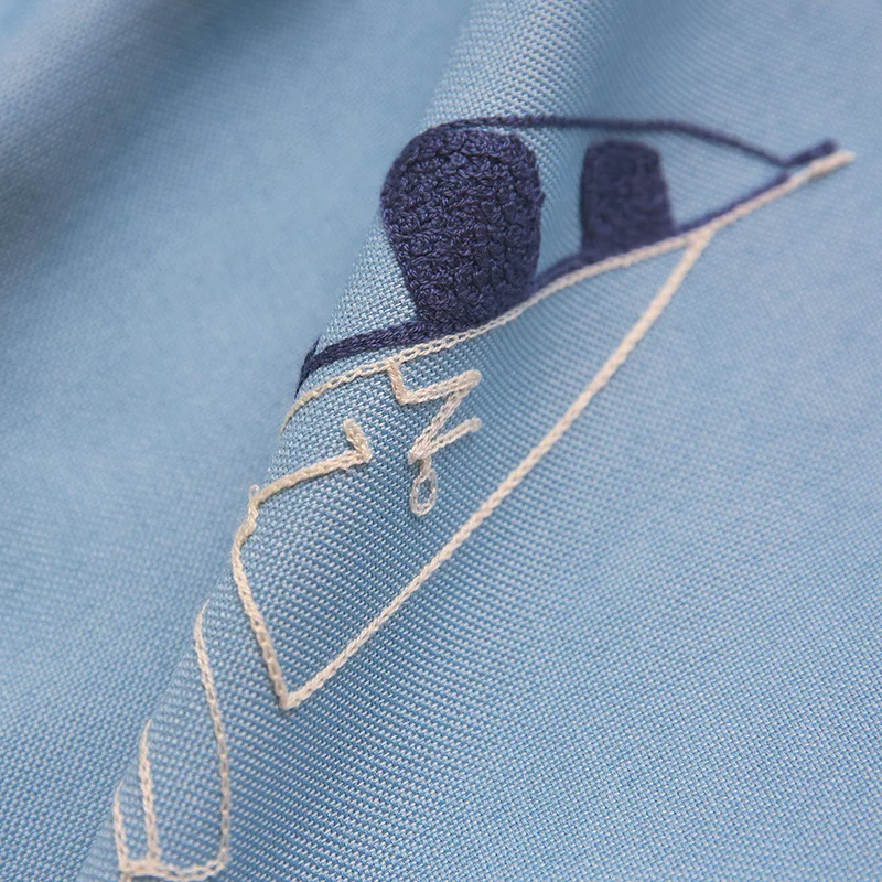 Белые/синие шторы с вышивкой парусной лодки для гостиной Занавески Из