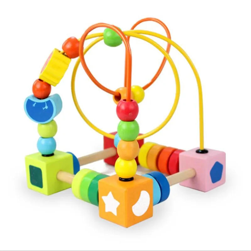 Wooden Ball Development Intelligent Children's Hand-eye Coordination Toy Cartoon Creative Beads Building Blocks Color Perception | Игрушки