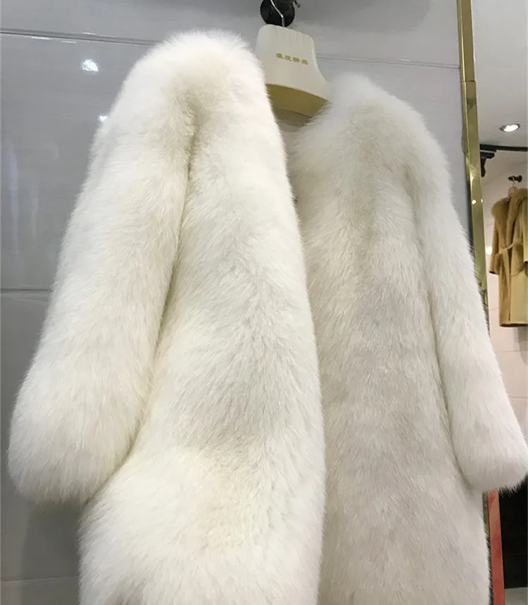 Women Real Fox Fur Coat Female Winter Thick Warm Overcoat Whole Skin 2022 Genuine Fur Jacket Pink Color Natural Fox Fur Coat