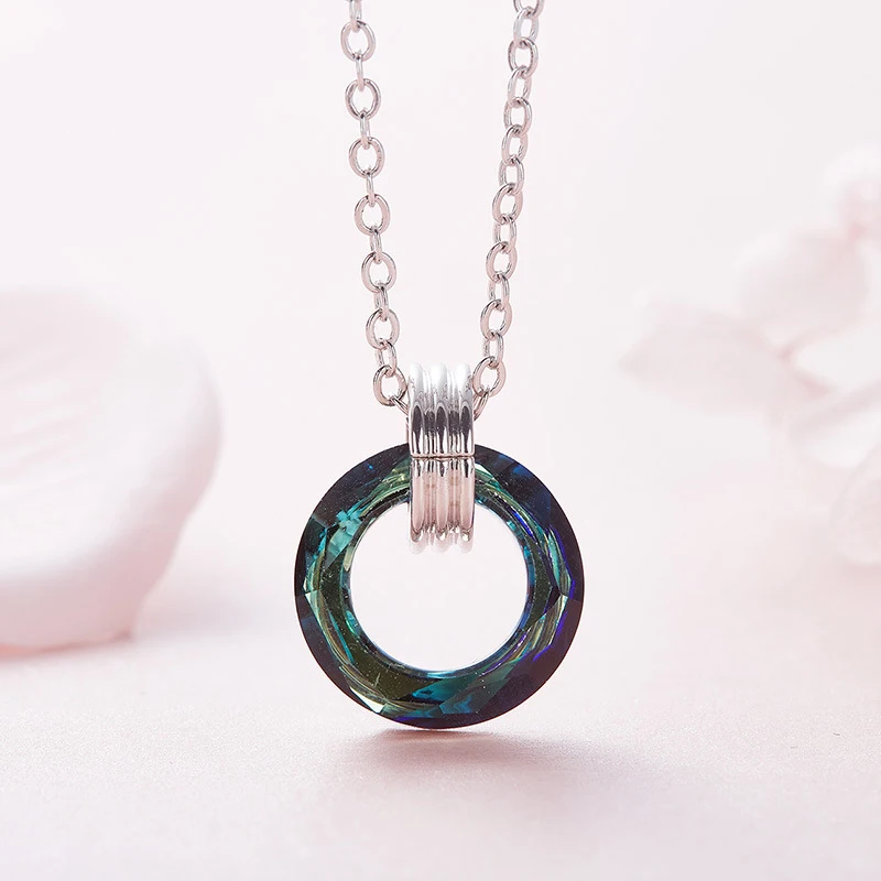 BAFFIN Цвет ful круг фантазии камень, кулон, колье кристаллами от Swarovski для Для женщин Серебряный Цвет цепи Мода ювелирные изделия