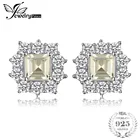 Женские серьги-гвоздики из серебра 925 пробы с натуральным лимонным кварцем