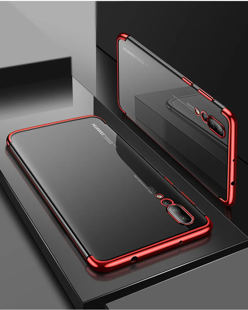 Красный Для huawei P20 Lite P20 Pro Чехол прозрачное покрытие TPU для Huawai P20 Lite Plus Honor mate 20 30 10 P30 Lite Pro 9X 10i 20i - Цвет: Красный