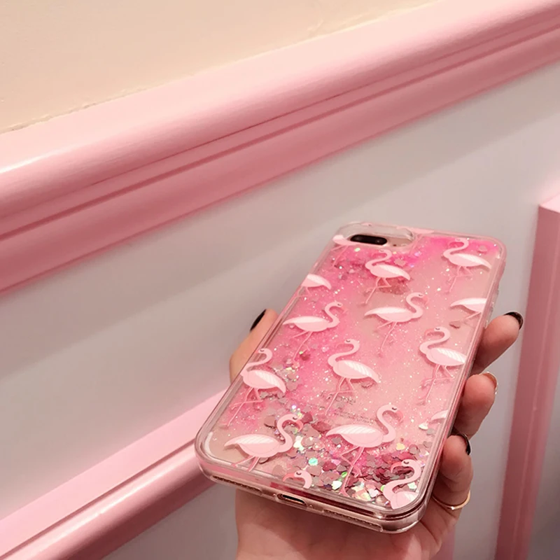 WHAY 8 Plus для iphone чехол жидкий Блестящий песок Фламинго чехлы плюс Роскошный
