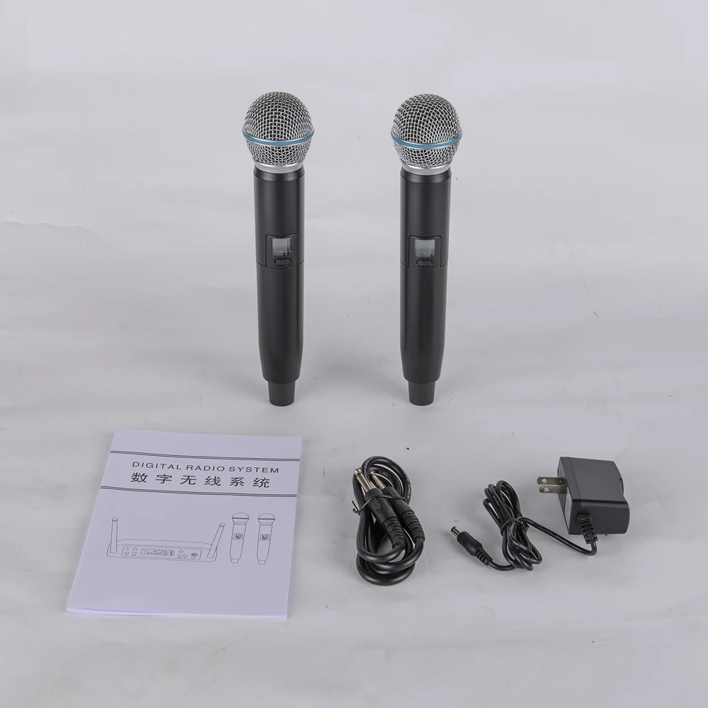 Двойная ручная Беспроводная микрофонная система UHF регулируемые частоты