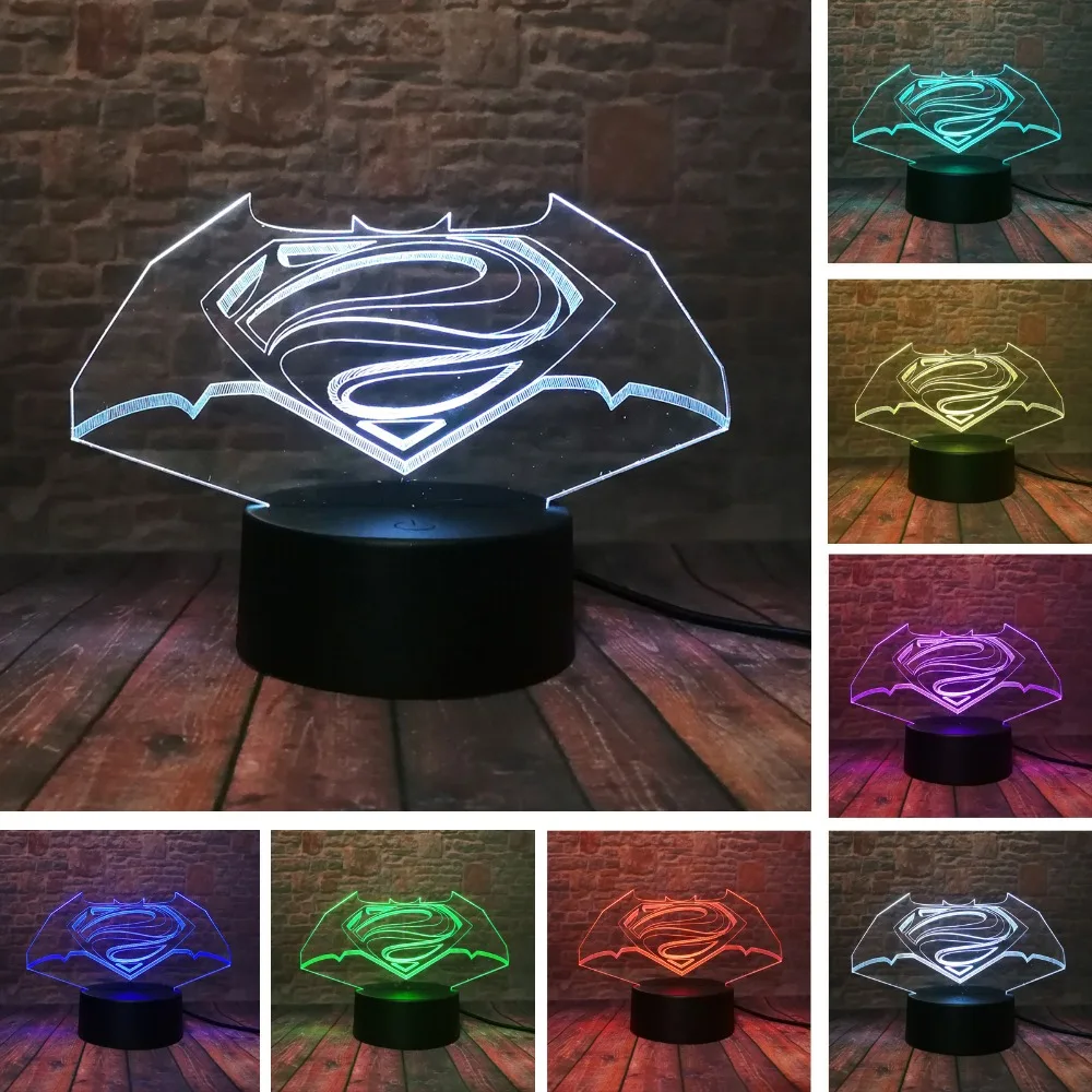 Классные DC Legends Супермен Бэтмен логотип символ 3D 7 цветов для фанатов мальчиков