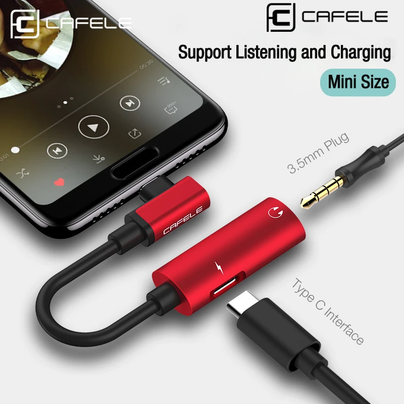 Кабель Cafele Type C 3 5 мм USB OTG AUX адаптер для Xiaomi Mi 9 8 Redmi Note 7 Huawei P20 30 pro Jack аудио