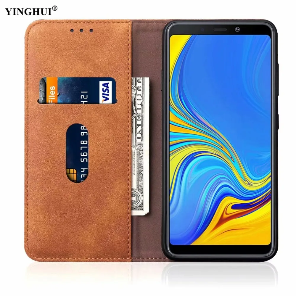 Для samsung Galaxy A6 A7 A8 плюс A9 2018 A9S A750 чехол кожаный с откидной крышкой Винтаж чехлы для