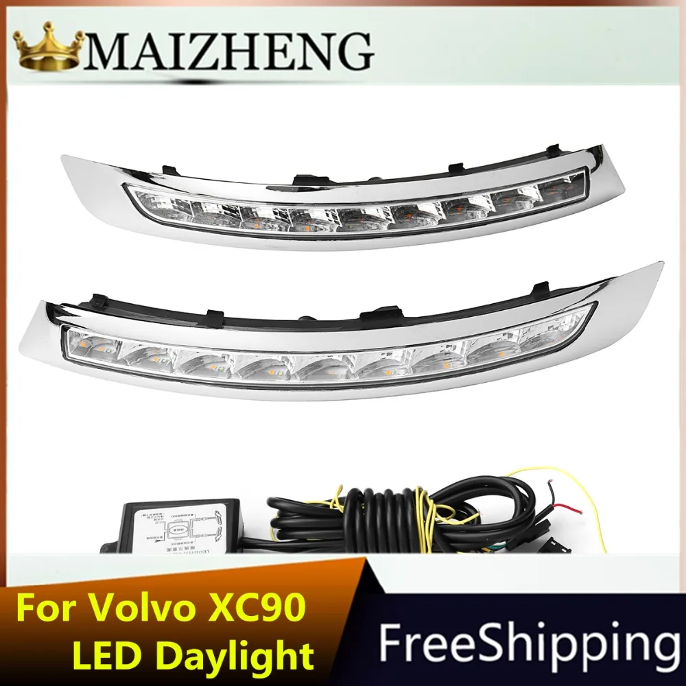 1 пара 12 В светодиодный DRL для Volvo XC90 2007-2013 дневные ходовые огни поворотные сигнальные бампера противотуманные фары с затемнением